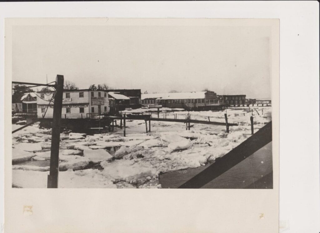 A black and white photo of an old town.